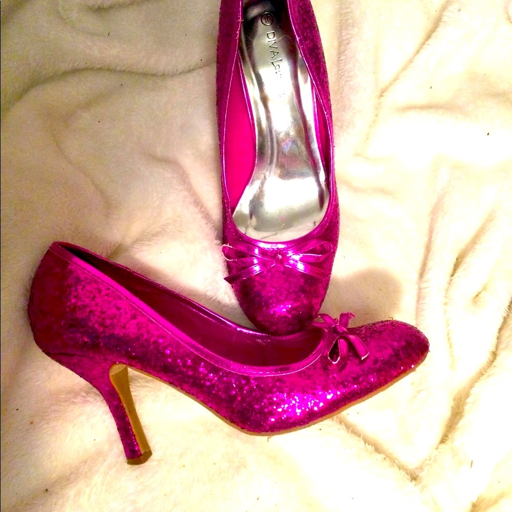 FUSCIA SPARKLY PARTY SHOES BY 👠DIVA LOUNGE👠 - Picture 4 of 4